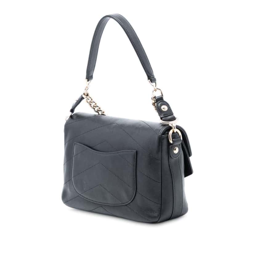 Chanel Mini Quilted Sheepskin Double Chevron Flap Black Leather Very good condition - Back View