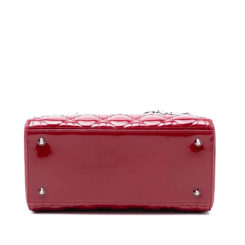 Dior Medium Patent Cannage Lady Dior Red Leather Good condition - Inside View