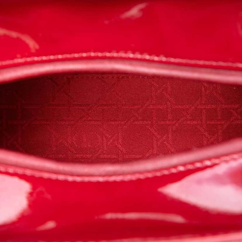 Dior Medium Patent Cannage Lady Dior Red Leather Good condition - Model View