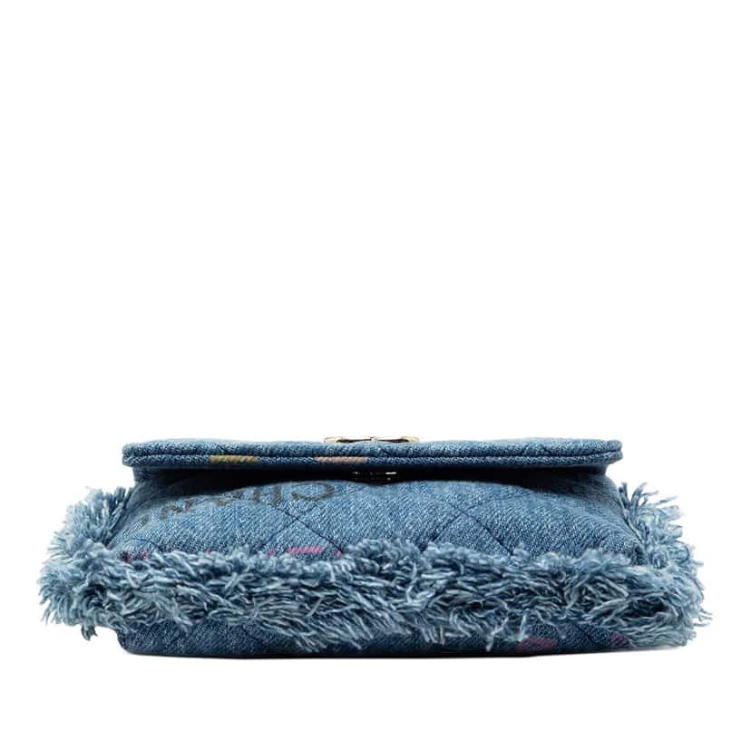 Chanel Fringe Denim Mood Clutch with Chain Blue Denim Very good condition - Inside View