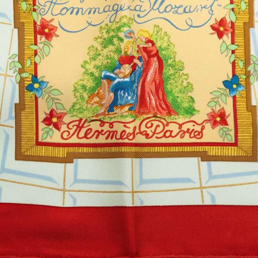 Hermès Wolfgang Amadeus Mozart Silk Scarf White Silk Good condition - Back View