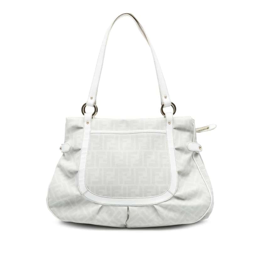 Fendi Large Zucca Spalmati Chef Shopper Tote White Canvas Very good condition - Front View