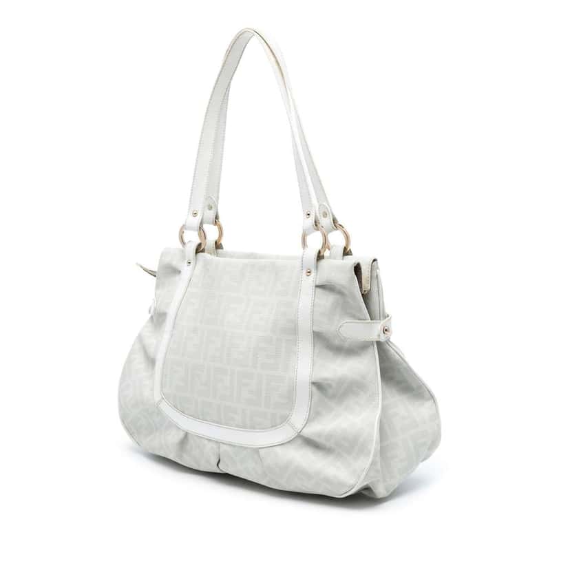 Fendi Large Zucca Spalmati Chef Shopper Tote White Canvas Very good condition - Back View