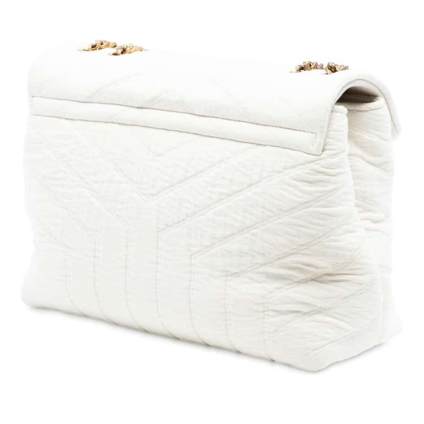 Saint Laurent Small Jersey Loulou Puffer Shoulder Bag White Cotton Good condition - Back View