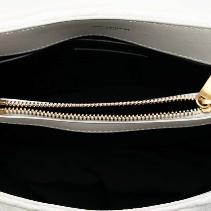 Saint Laurent Small Jersey Loulou Puffer Shoulder Bag White Cotton Good condition - Model View