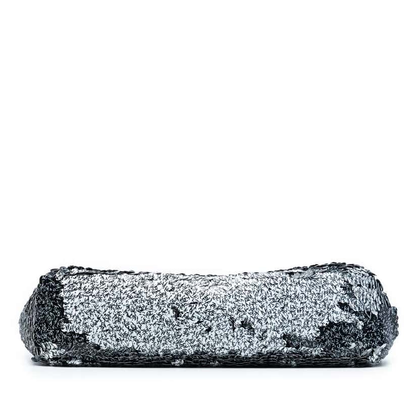 Chanel CC Printed Sequin Single Flap White Polyester Good condition - Inside View
