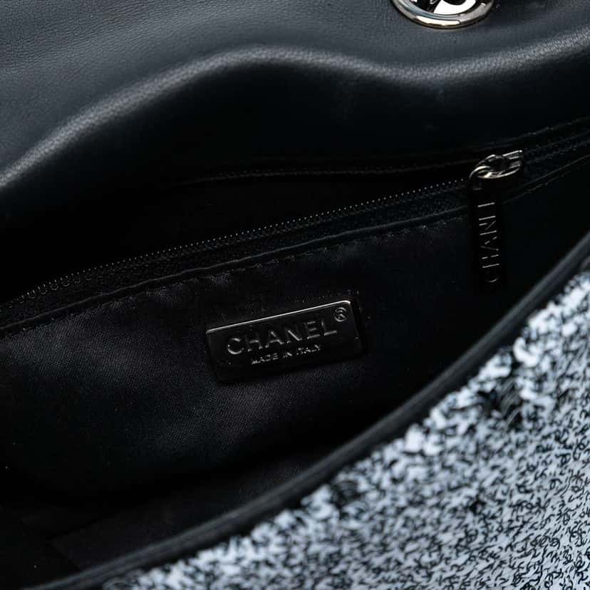 Chanel CC Printed Sequin Single Flap White Polyester Good condition - Box View