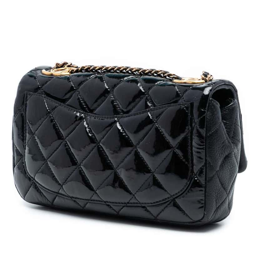 Chanel Paris-Salzburg Small Patent and Goatskin CC Eyelet Flap Black Leather Good condition - Back View