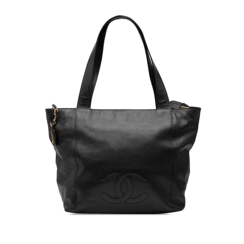 Chanel CC Caviar Tote Black Leather Very good condition - Front View