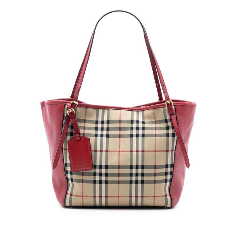 Burberry Small Haymarket Check Canvas and Leather Canterbury Tote Brown Canvas Very good condition - Front View