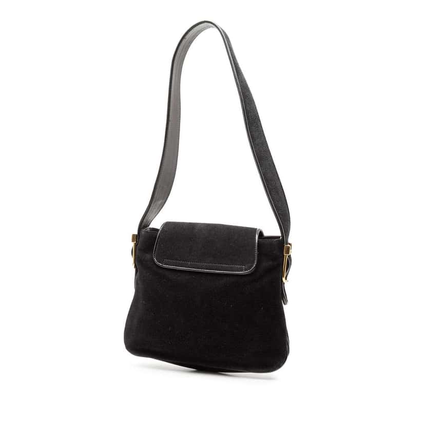 Gucci Suede 1973 Shoulder Bag Black Leather Very good condition - Back View