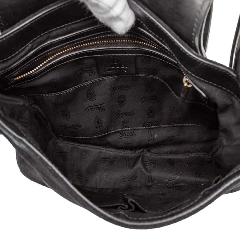 Gucci Suede 1973 Shoulder Bag Black Leather Very good condition - Model View