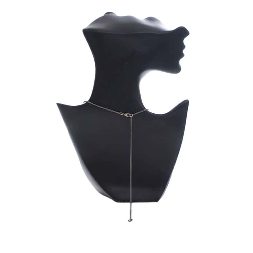 Chanel Ruthenium Plated CC Crystal Pendant Necklace Silver Silver Good condition - Model View