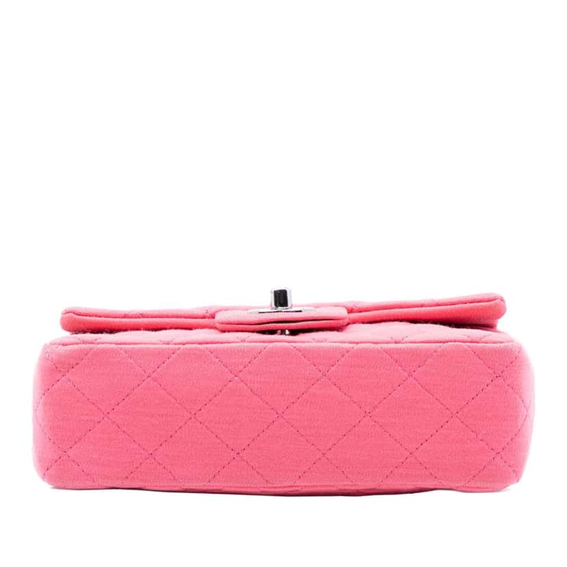 Chanel Mini Rectangular Classic Jersey Single Flap Pink Cotton Very good condition - Inside View