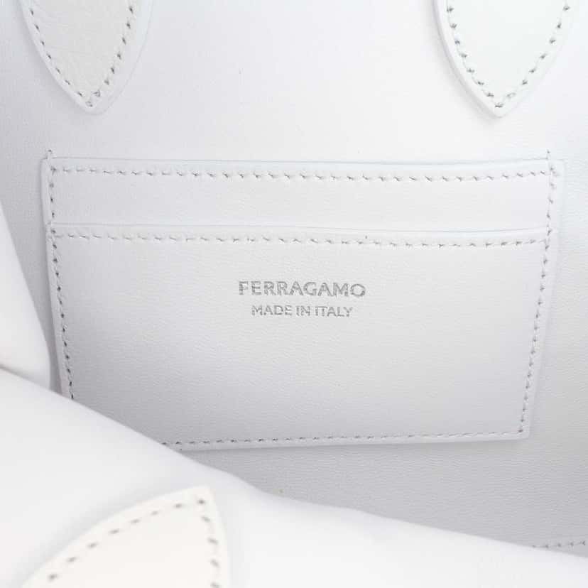 Salvatore Ferragamo Calfskin Hug Satchel XS White Leather Good condition - Box View