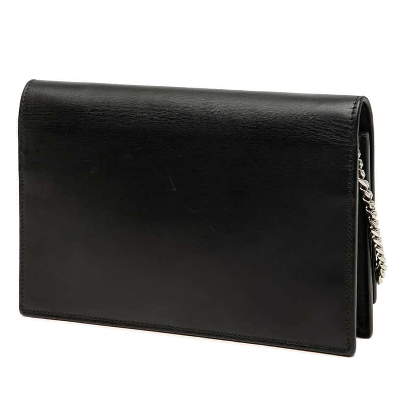 Saint Laurent Calfskin Cloud Star Applique Classic Monogram Kate Tassel Wallet on Chain Black Leather Very good condition - Back View