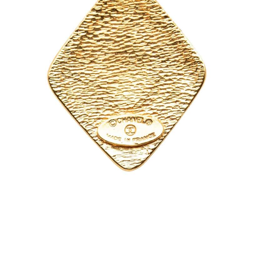 Chanel CC Gold Plated Diamond Shape Pendant Necklace Gold Metal Good condition - Inside View