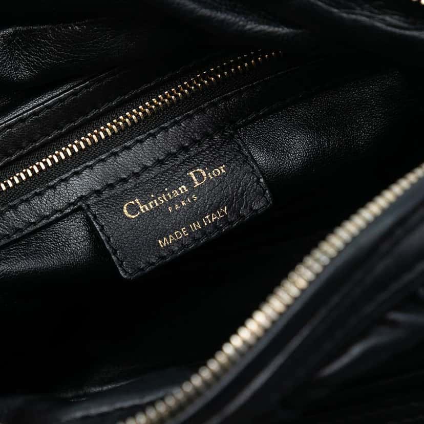 Dior Lambskin Cannage Gaufre Delices Shoulder Bag Black Leather Very good condition - Box View