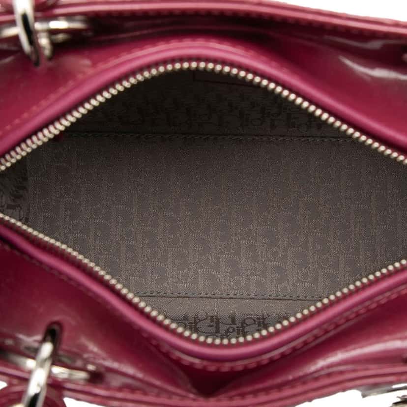 Dior Medium Patent Cannage Lady Dior Pink Leather Good condition - Model View