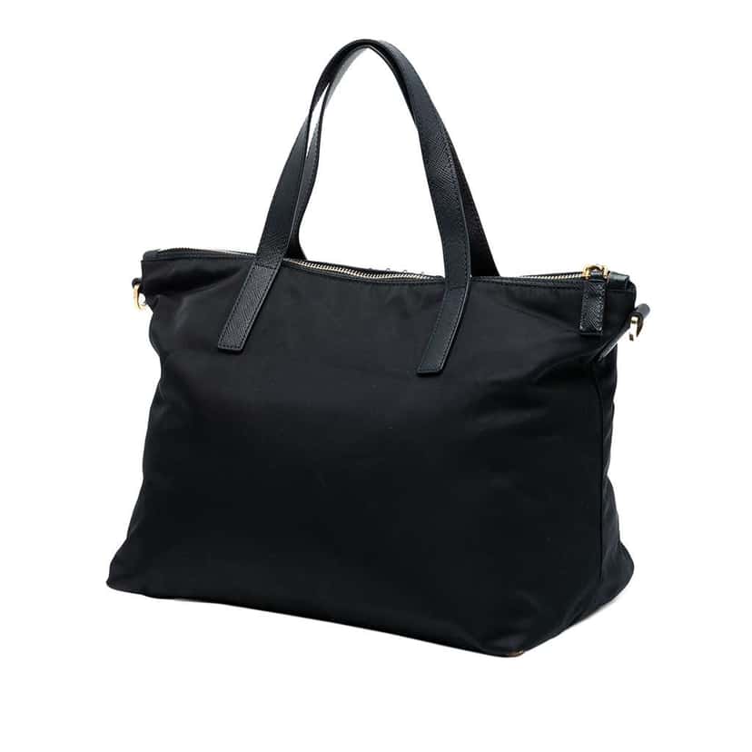 Prada Saffiano Trimmed Tessuto Robot Convertible Tote Black Good condition - Back View