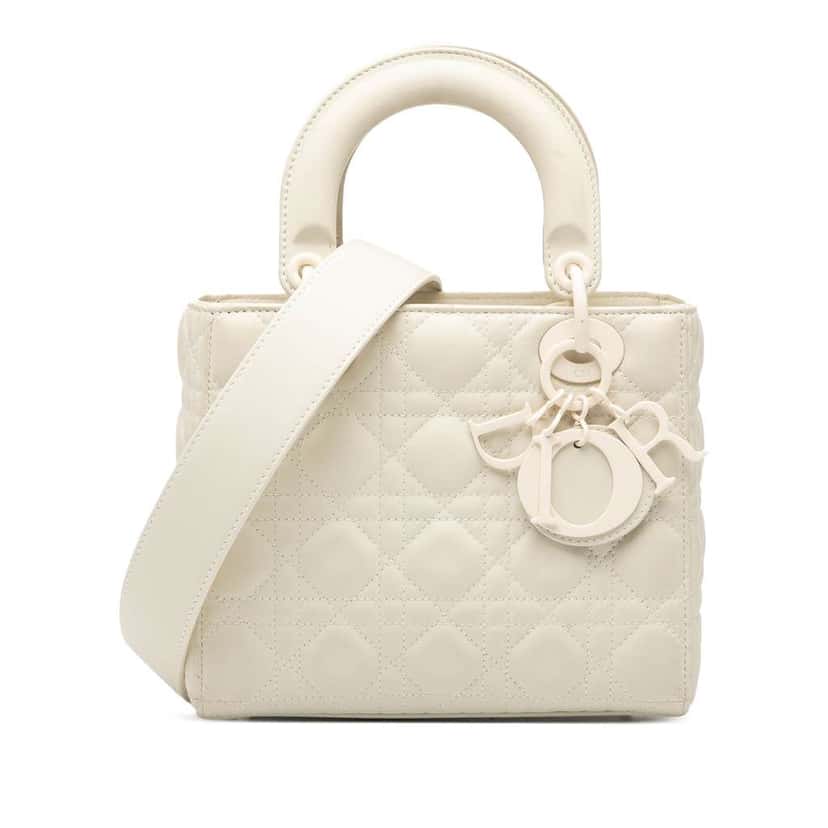 Dior Small Ultra Matte Calfskin Cannage My ABCDior Lady Dior White Leather Good condition - Front View