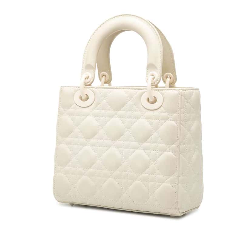 Dior Small Ultra Matte Calfskin Cannage My ABCDior Lady Dior White Leather Good condition - Back View