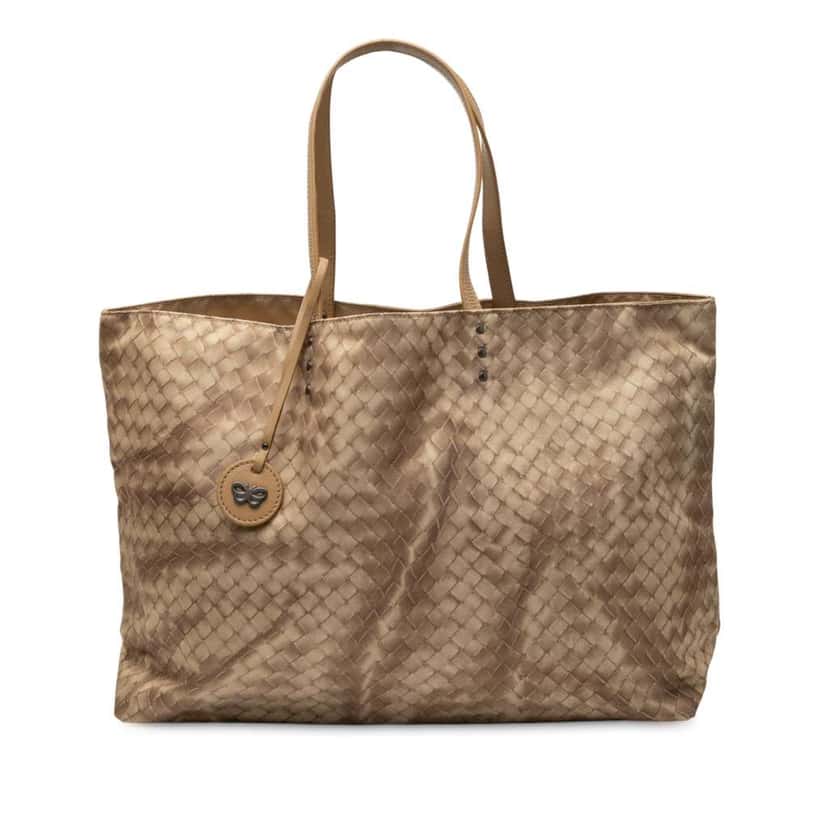 Bottega Veneta Nylon Intrecciolusion Tote Brown Good condition - Front View