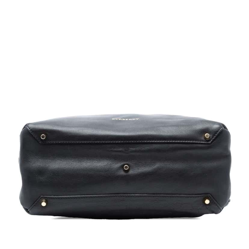 Burberry Medium Leather and House Check Banner Satchel Black Leather Good condition - Inside View