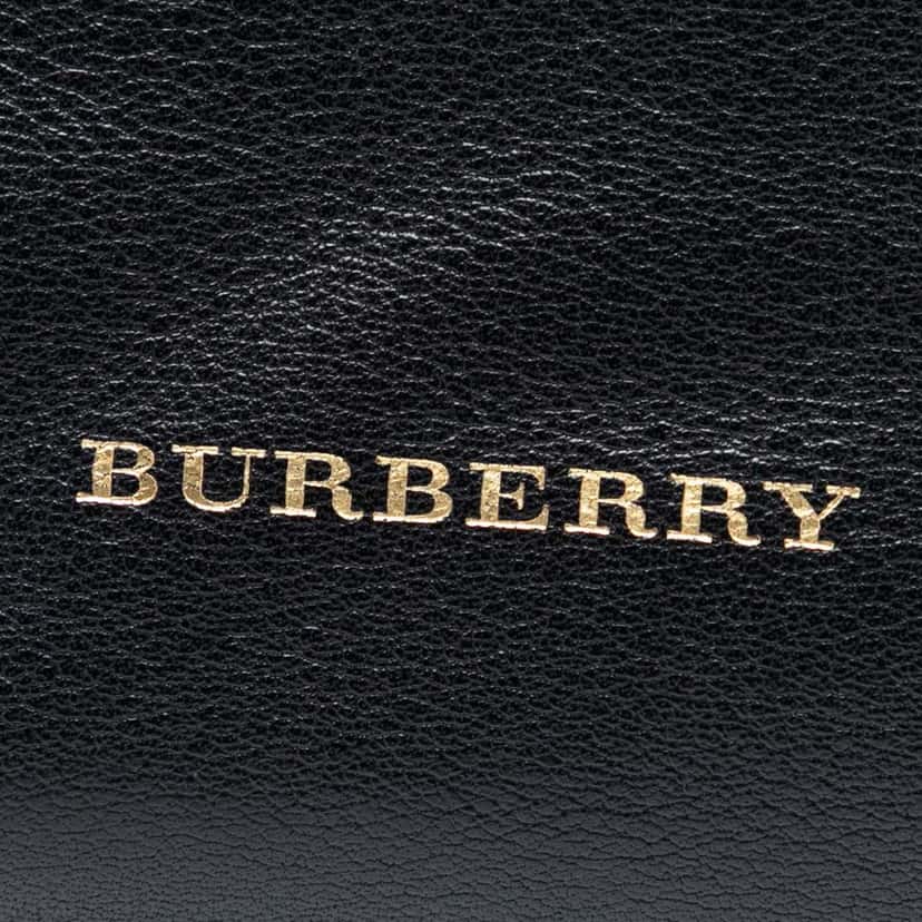 Burberry Medium Leather and House Check Banner Satchel Black Leather Good condition - Box View