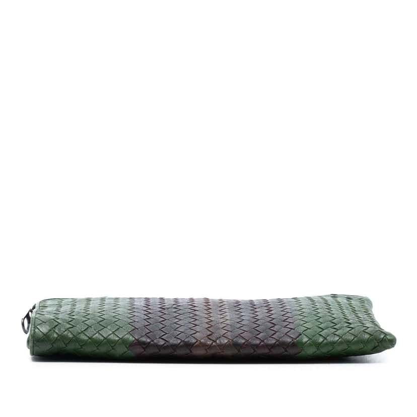 Bottega Veneta Tricolor Nappa Intrecciato Clutch Green Leather Good condition - Inside View