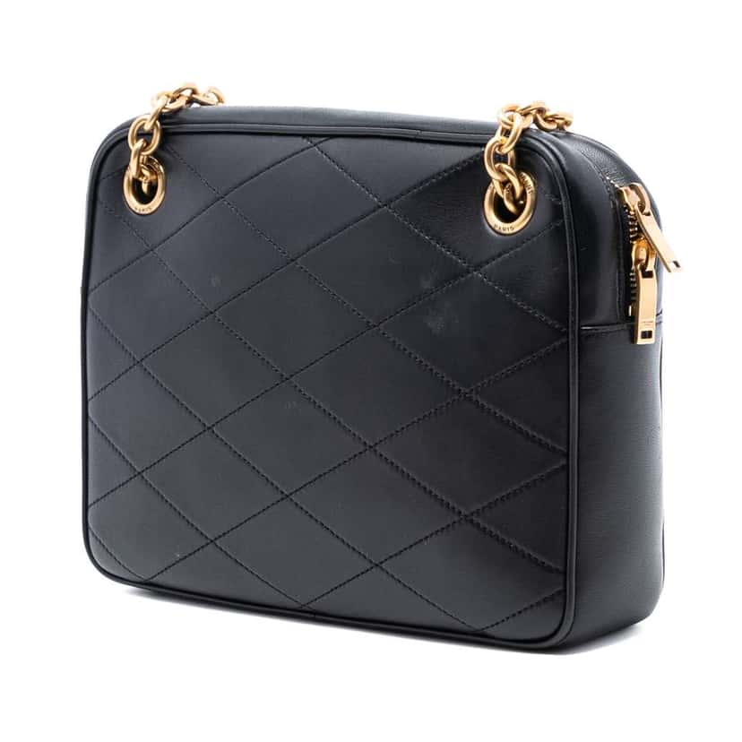 Saint Laurent Quilted Lambskin Le Maillon Chain Shoulder Bag Black Leather Good condition - Back View
