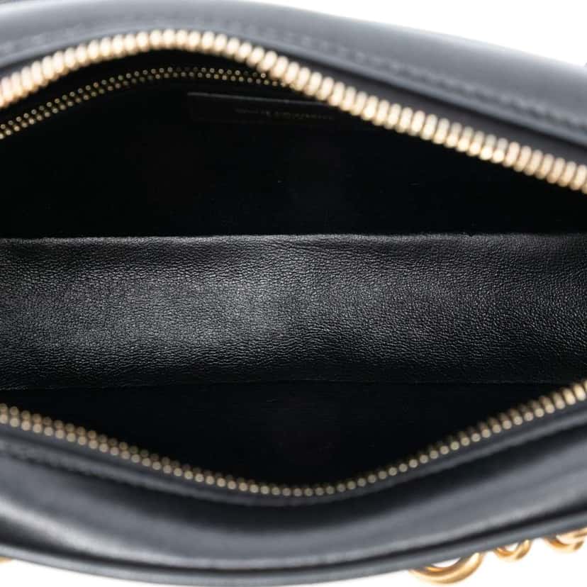 Saint Laurent Quilted Lambskin Le Maillon Chain Shoulder Bag Black Leather Good condition - Model View