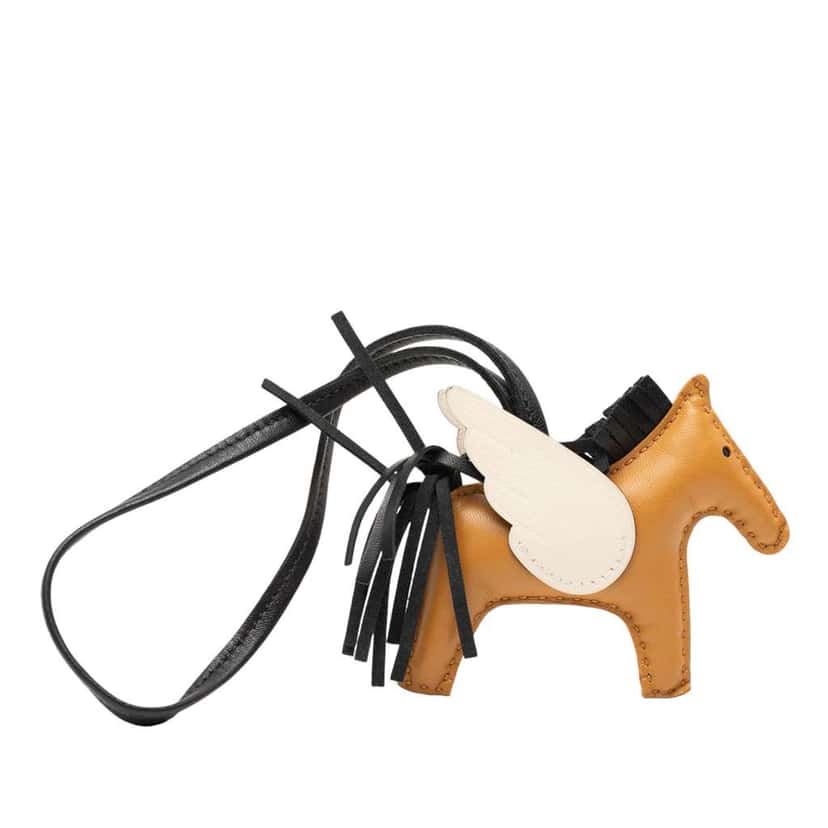 Hermès Milo Lambskin and Swift Grigri Rodeo Pegase Bag Charm PM Brown Leather Good condition - Front View