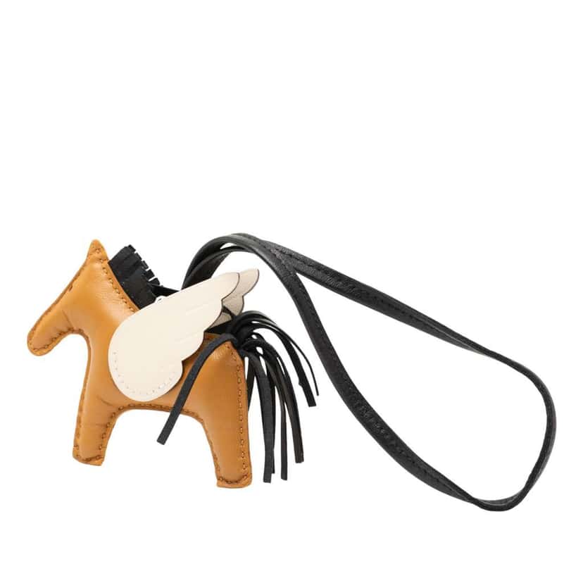 Hermès Milo Lambskin and Swift Grigri Rodeo Pegase Bag Charm PM Brown Leather Good condition - Back View