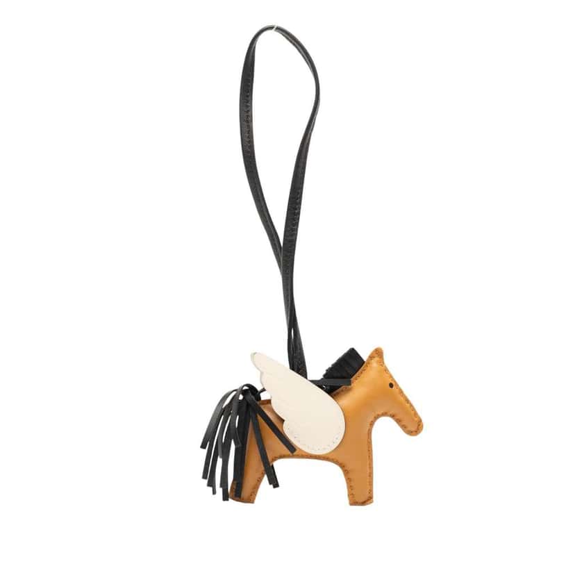 Hermès Milo Lambskin and Swift Grigri Rodeo Pegase Bag Charm PM Brown Leather Good condition - Model View