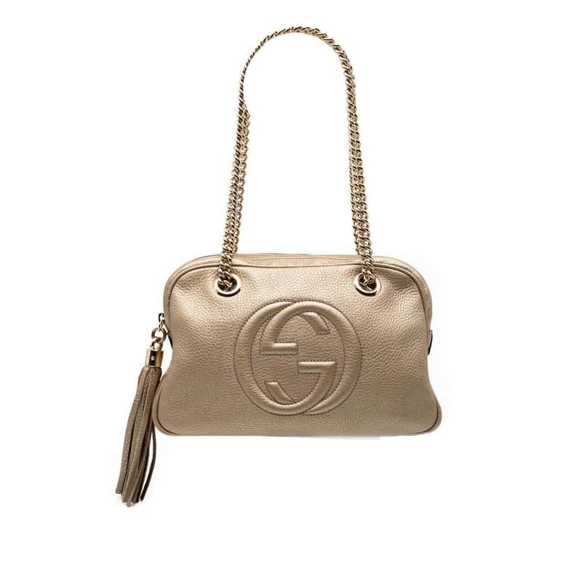 Gucci Leather Soho Chain Zip Shoulder Bag Gold Leather Good condition - Front View