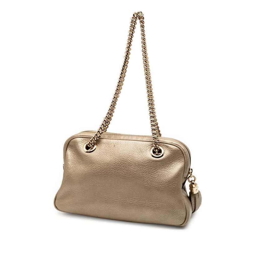 Gucci Leather Soho Chain Zip Shoulder Bag Gold Leather Good condition - Back View