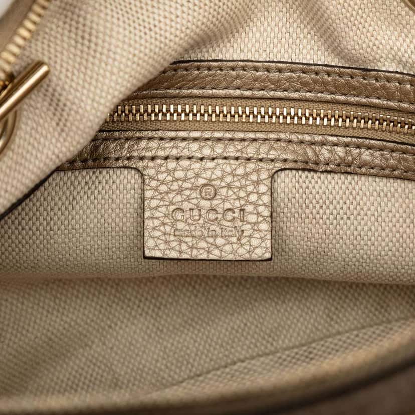 Gucci Leather Soho Chain Zip Shoulder Bag Gold Leather Good condition - Box View