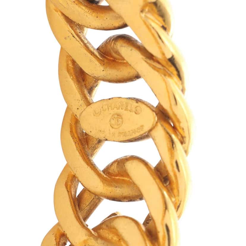 Chanel CC Gold Plated Chain Link Bangle Bracelet Gold Metal Good condition - Inside View