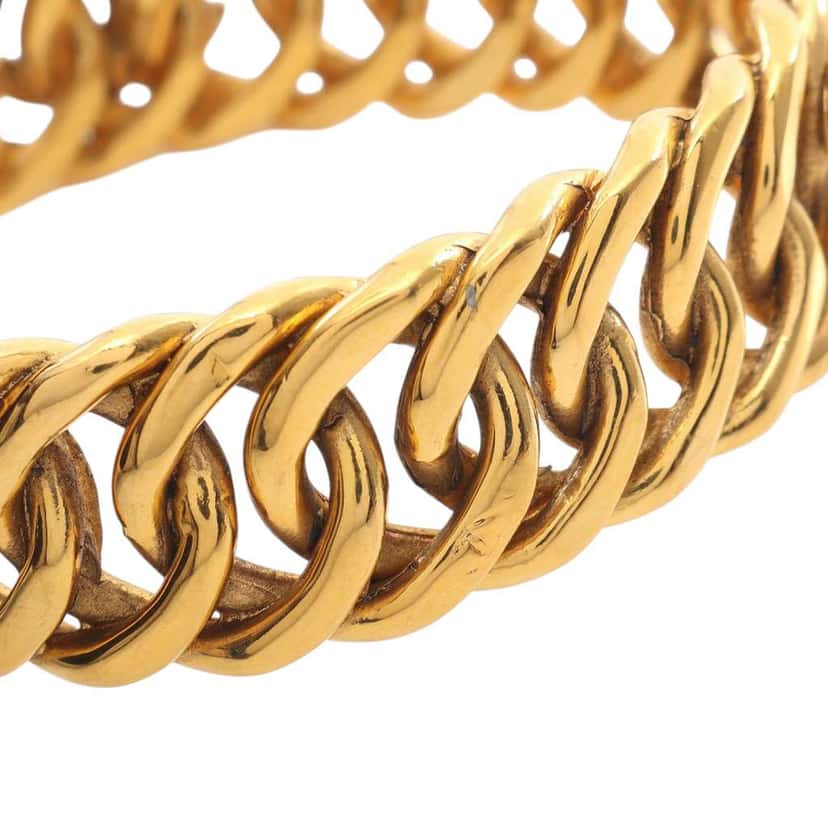 Chanel CC Gold Plated Chain Link Bangle Bracelet Gold Metal Good condition - Box View