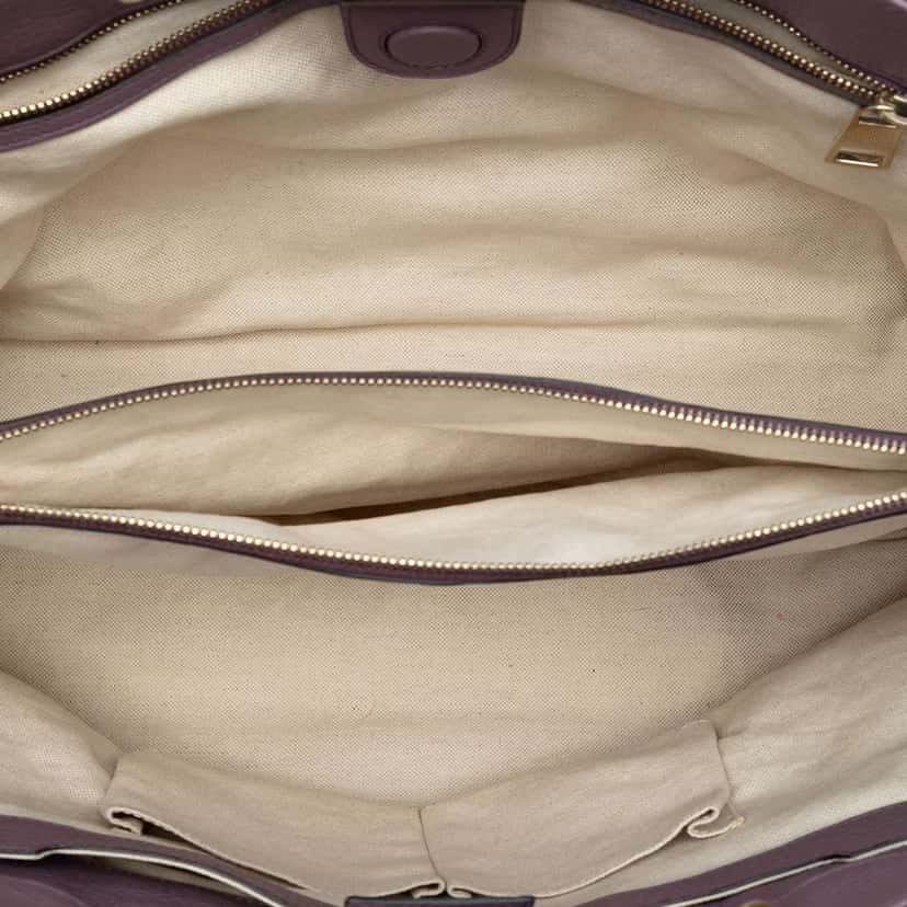 Gucci Large Calfskin Bamboo Shopper Satchel Purple Leather Good condition - Model View
