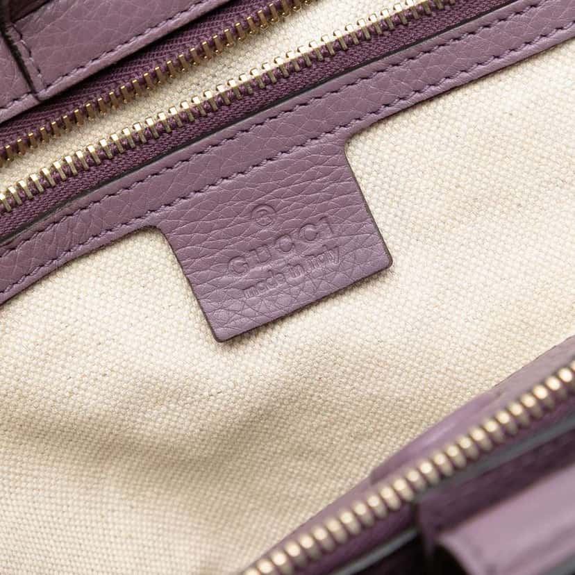 Gucci Large Calfskin Bamboo Shopper Satchel Purple Leather Good condition - Box View