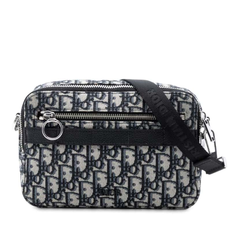 Dior Oblique Canvas Safari Crossbody Blue Canvas Good condition - Front View
