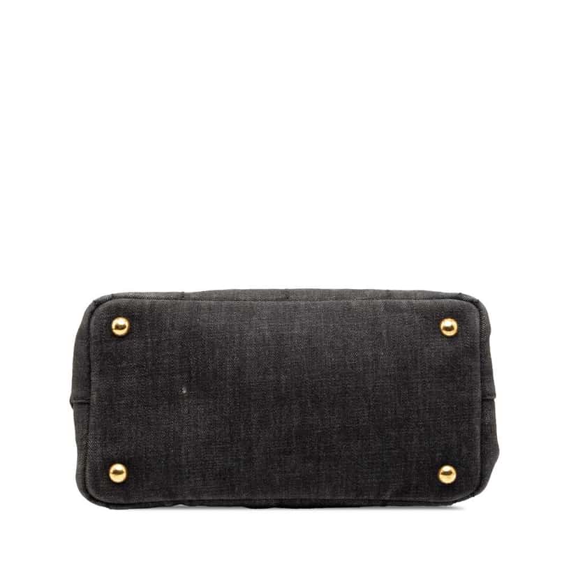 Prada Small Denim Canapa Logo Satchel Black Denim Good condition - Inside View