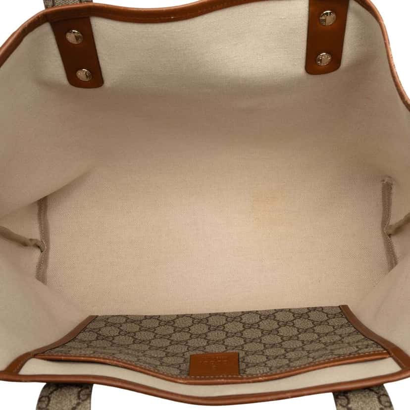 Gucci Medium GG Supreme Web Loop Tote Brown Canvas Good condition - Model View