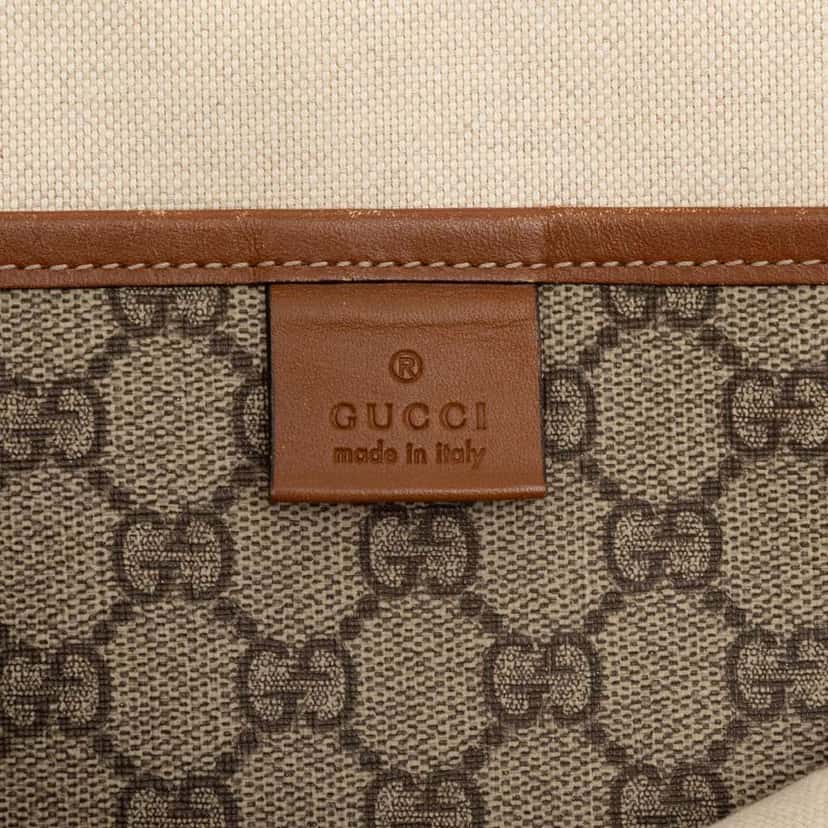 Gucci Medium GG Supreme Web Loop Tote Brown Canvas Good condition - Box View