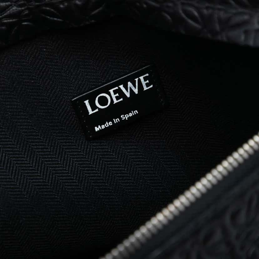 Loewe Embossed Anagram Leather Repeat T Clutch Black Leather Good condition - Box View