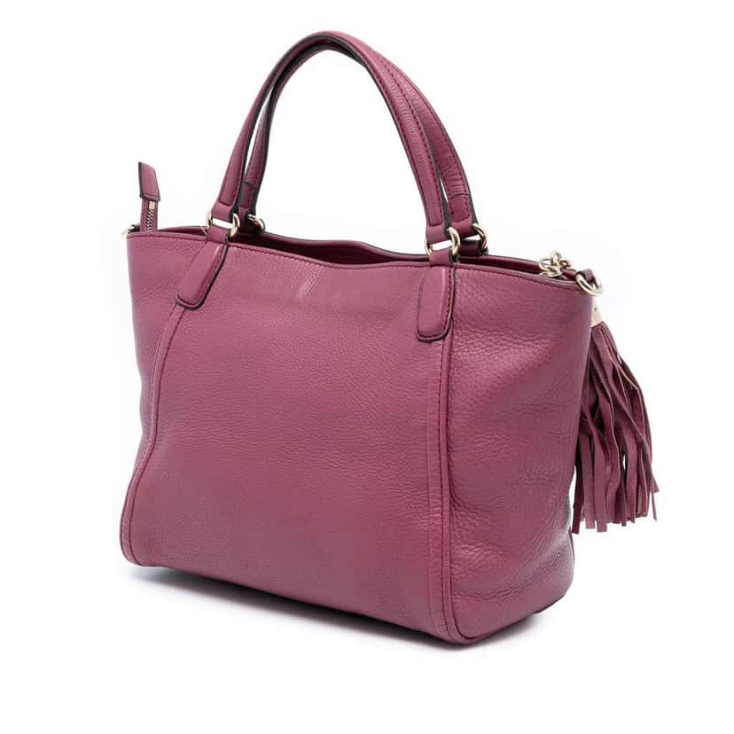 Gucci Small Pebbled Leather Soho Cellarius Satchel Purple Leather Very good condition - Back View