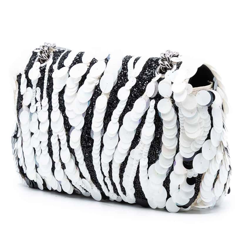 Gucci Medium GG Marmont Sequin Embellished Leather Shoulder Bag White Leather Very good condition - Back View