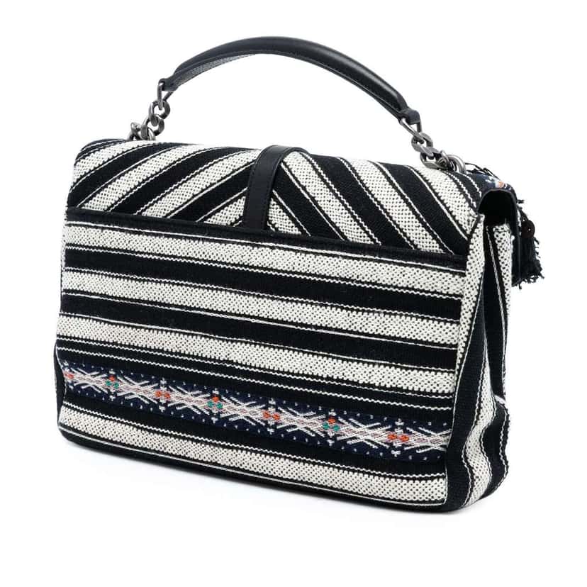 Saint Laurent Large Chevron Berber Monogram College Satchel Black Wool Very good condition - Back View